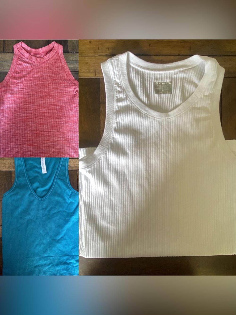 Athleta tank BUNDLE - White, Pink & Blue